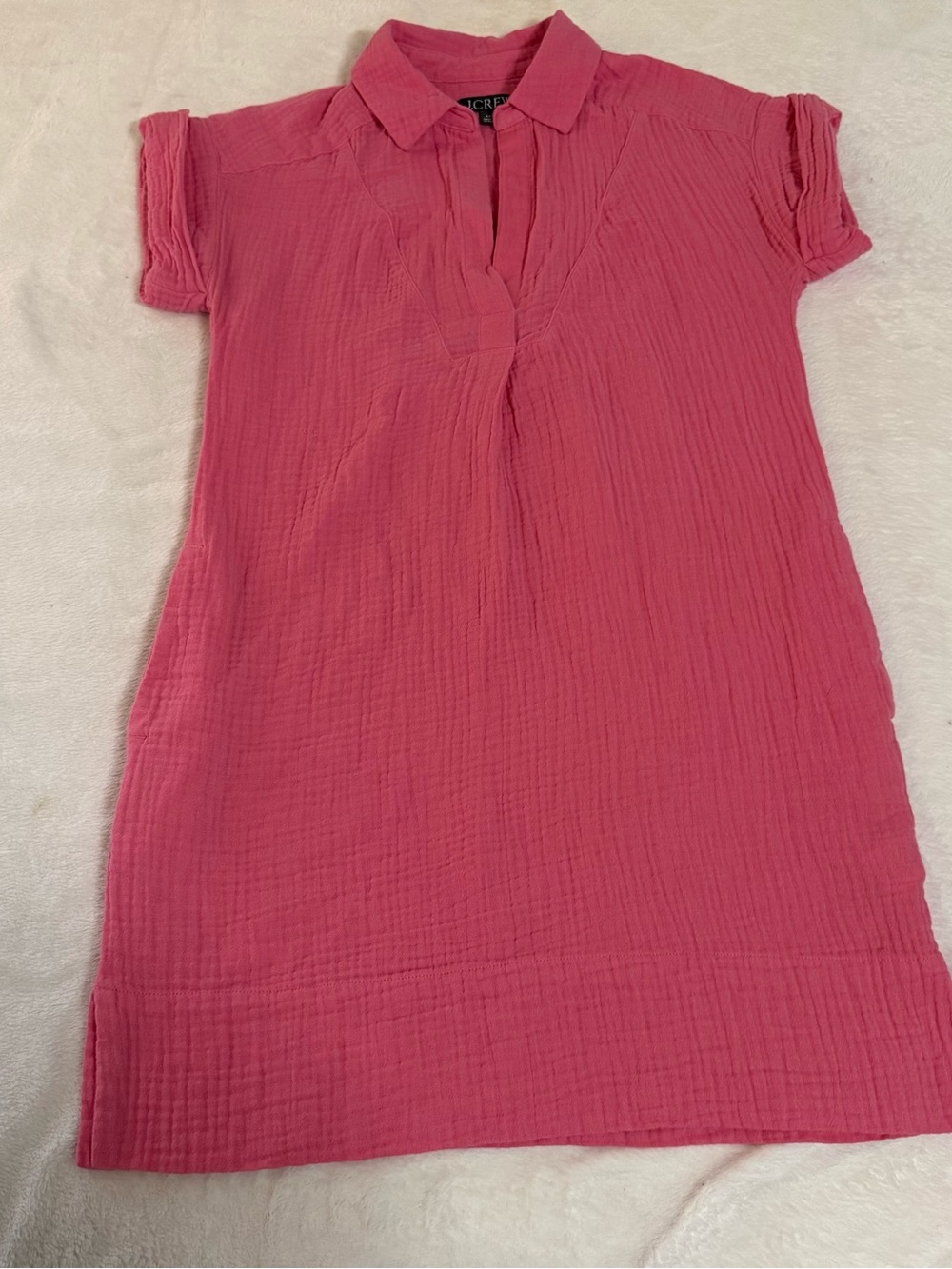 J Crew Womens XXS Pink Cotton Gauze Shirt Dress Collared Short Sleeve